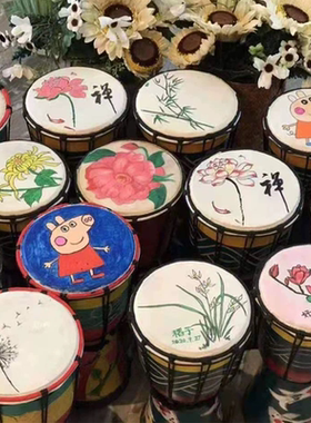 标准8寸非洲鼓6寸小鼓4寸装饰鼓幼儿园学生入门丽江手拍鼓羊皮diy