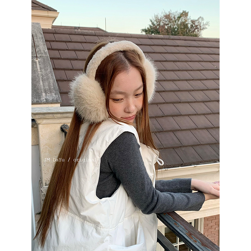 大渔自制高品质防兔毛耳套女ins博主同款毛绒耳罩防寒纯色耳捂子