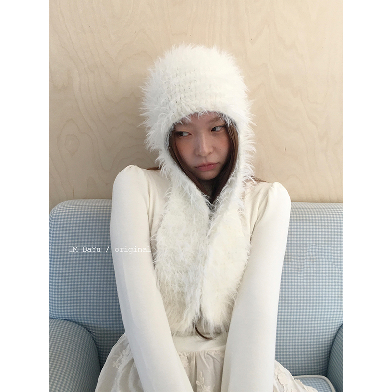 ins氛围感毛绒护耳针织帽