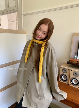 DaYu 韩国粗线编制腊肠小围巾女秋冬复古时髦凹造型搭配细长围脖