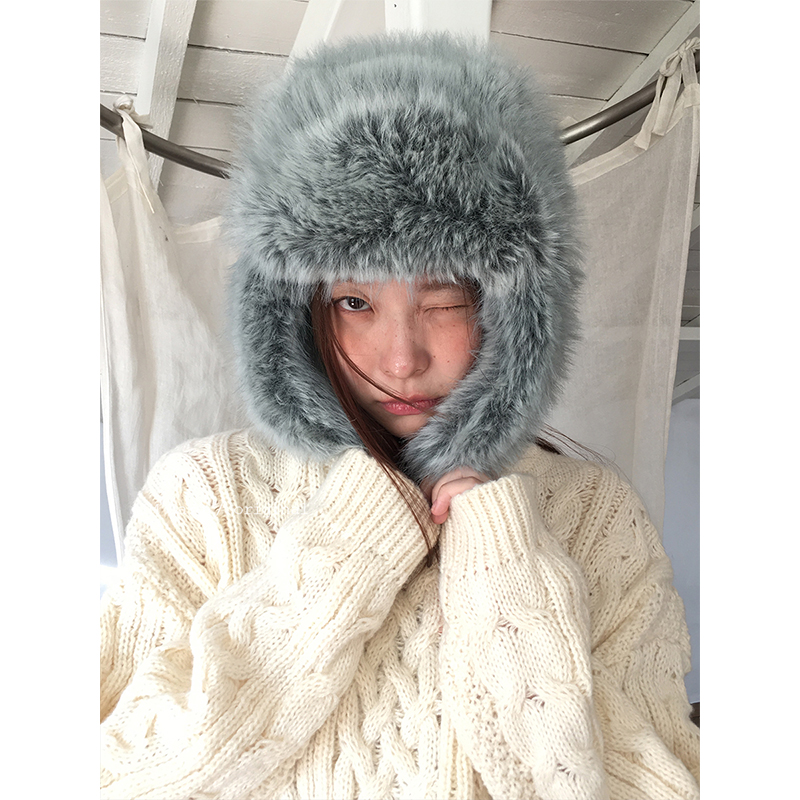 韩系冬季仿貂毛加厚毛绒雷锋帽