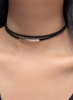 黑色项链女choker双层设计