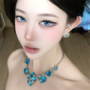 轻奢小众高级重工锁骨链配饰 zoozmomo蓝色水晶花朵项链女2025新款