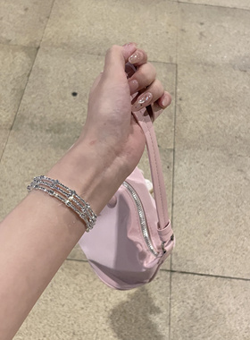 银色方块锆石手镯小众精致手链