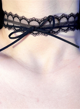 纯欲辣妹蝴蝶结蕾丝项圈