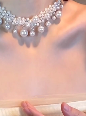 珍珠流苏项链女choker轻奢高级感