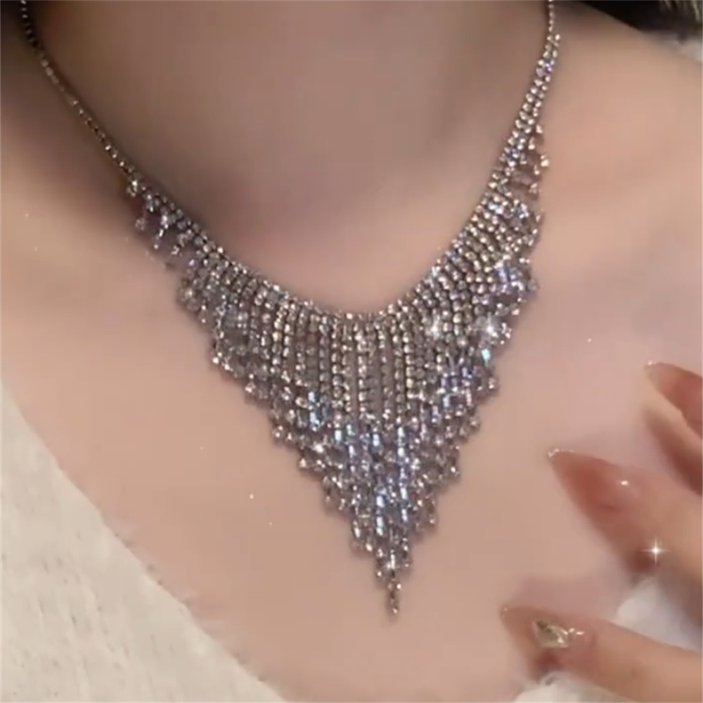 闪钻夸张流苏项链女款