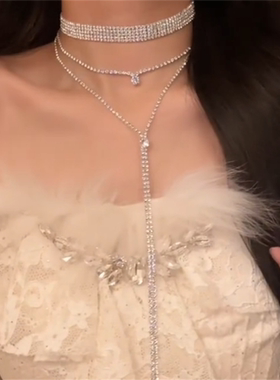 纯欲风满钻超闪流苏项链