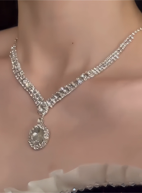 超闪水滴锆石项链耳钉套装