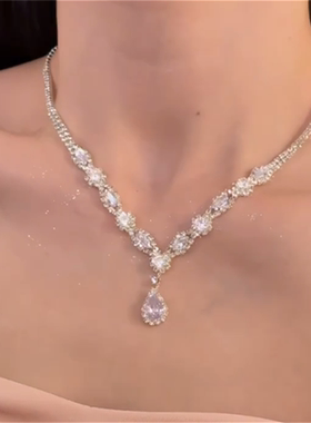 轻奢水滴锆石项链女高级感小众