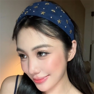 复古辣妹压发头箍高级感发饰 zoozmomo星星铆钉宽边发箍女2025新款