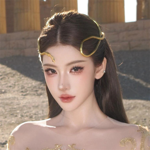 zoozmomo蛇形头饰李一桐同款美杜莎金色发饰小众个性随意造型项链