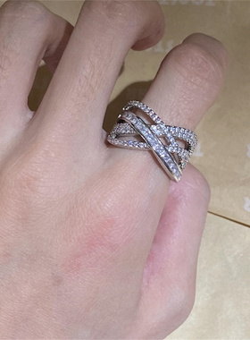 锆石多层交叉开口戒指