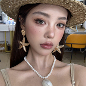 zoozmomo金属海星耳钉女轻奢高级感耳环个性 夸张海滩旅行度假耳饰