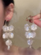 zoozmomo白色花朵夸张耳环女高级感长款 流苏珍珠耳饰新娘独特耳坠