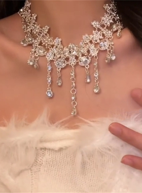 闪耀锆石项链耳钉套装女