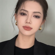 zoozmomo金色素圈耳环女独特个性时尚耳钉轻奢气质简约高级感耳饰