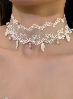 式白色蕾丝choker颈带女