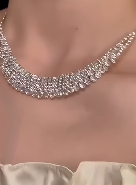 爆闪满钻水晶项链女款