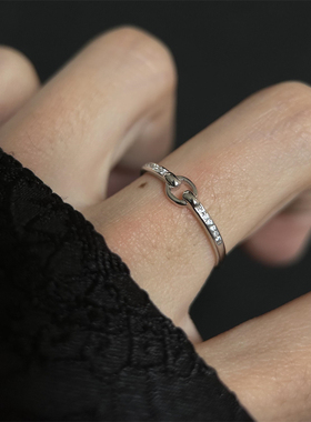 圆形几何个性开口戒指女