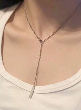 一链多戴Y字形竹节素链欧美辣妹