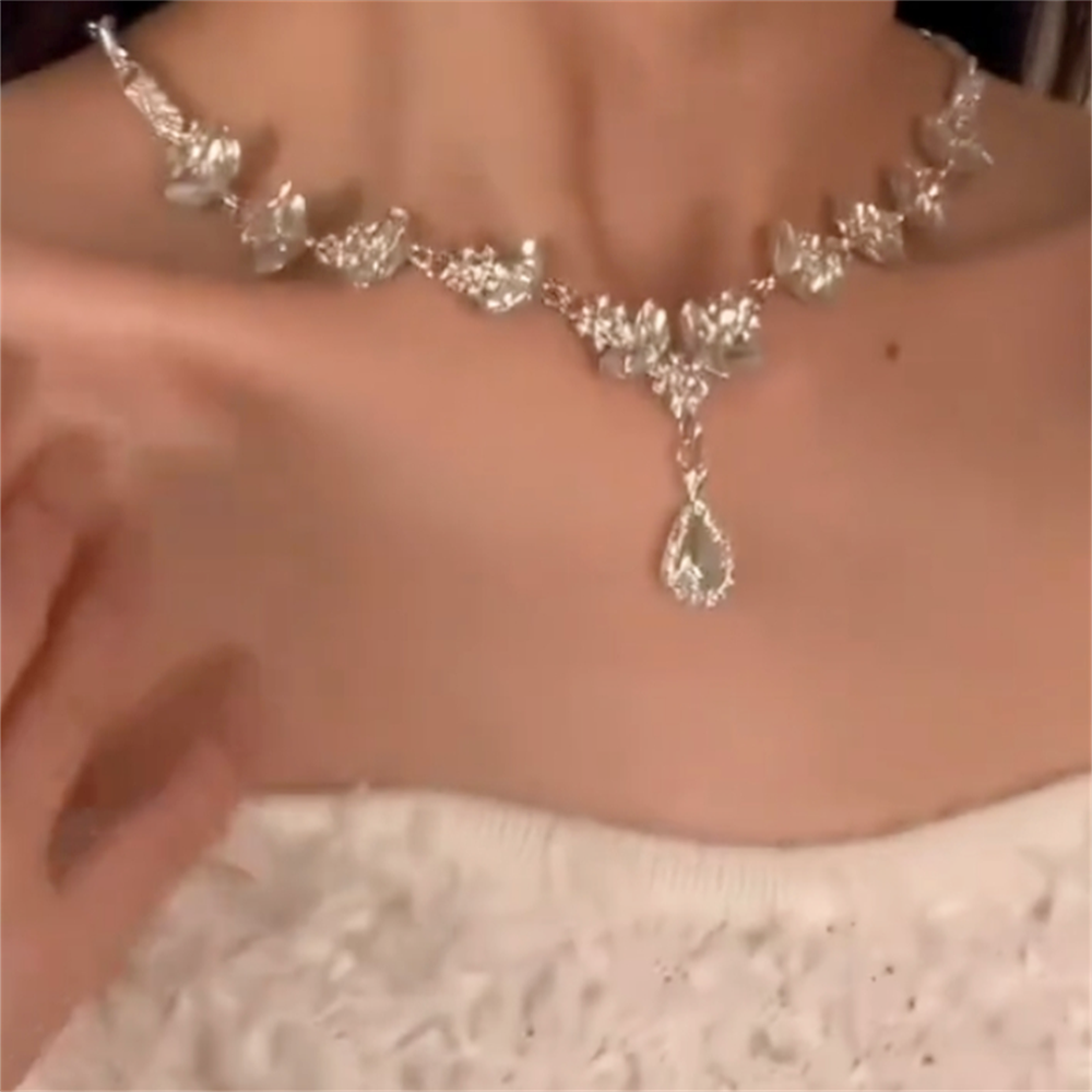 满钻水滴吊坠锆石项链