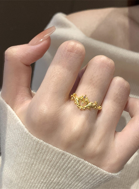 金色镂空爱心戒指女款