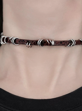 zoozmomo裂纹皮带扣项圈choker项链女辣妹甜酷朋克风金属圈圈颈链