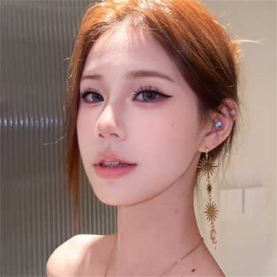 金属太阳花长款流苏耳环