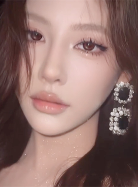 zoozmomo满钻锆石黑色吊坠耳环女高级感晚礼服耳饰长款流苏耳钉潮