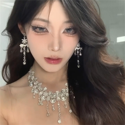 闪钻锆石项链女晚礼服夸张轻奢