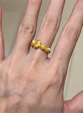 爆闪金色桂花戒指女款