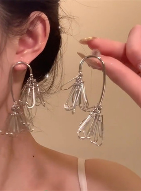 zoozmomo杨丞琳同款欧美流苏松针夸张耳环女小众不对称独特耳钉潮