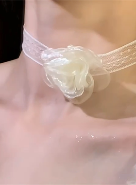 网纱花朵蕾丝项链女2026新款