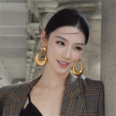 宋佳同款金色大耳环女
