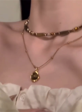 气质美拉德风串珠项链女