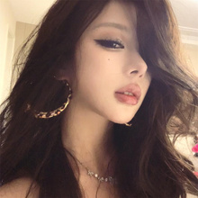 zoozmomo豹纹大耳圈耳环女欧美复古夸张耳钉个性港风小众独特耳饰