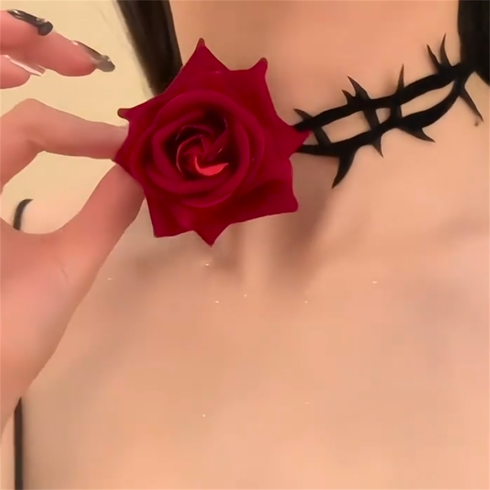 暗夜玫瑰项链女荆棘choker
