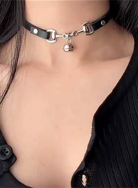 黑色皮革choker项圈颈链女