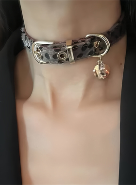 豹纹choker项圈女款设计感