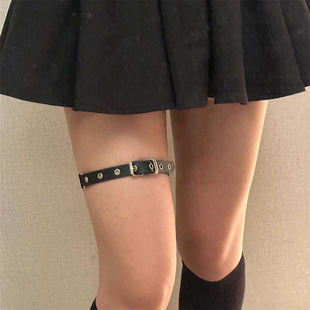zoozmomo赵露思同款暗黑朋克辣妹腿链女钉针扣皮带扣腿环性感腿饰
