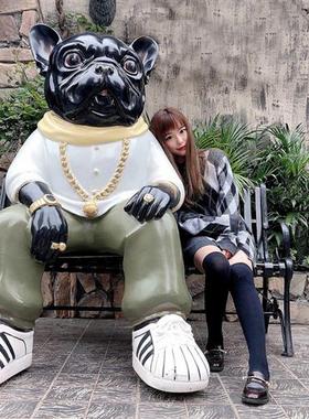 雕塑定制玻璃钢卡通人物商场吉祥物店门口户外招财狗打卡大摆件