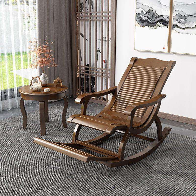 新中式实木摇椅新款休闲逍遥椅成人可坐阳台懒人客厅摇摇躺椅绢花