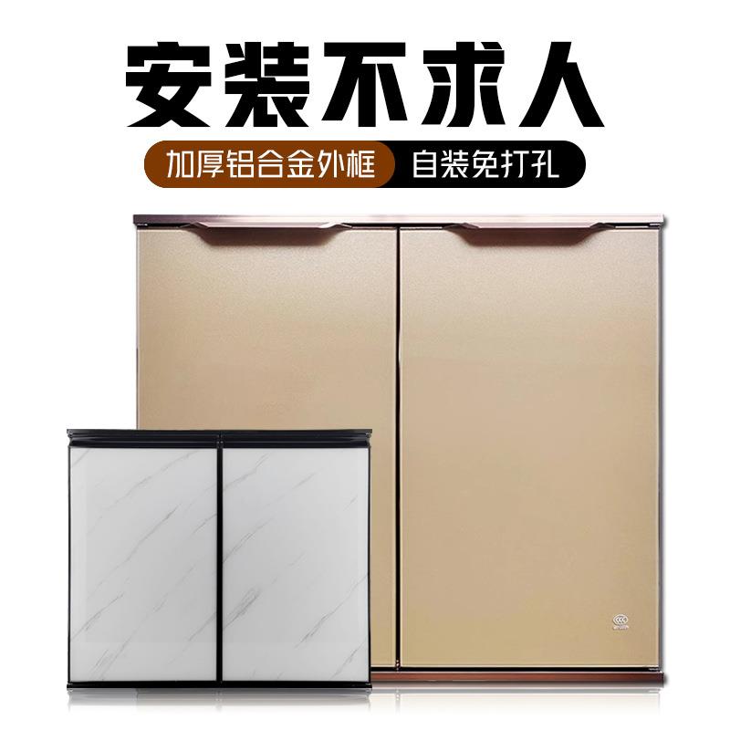 带框晶钢门橱柜门自装免打孔厨门钢化玻璃灶台洗脸池柜门