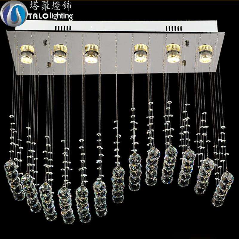 波浪水晶灯现代简约餐厅吊灯S形创意吊线灯吧台隔断灯led餐吊灯