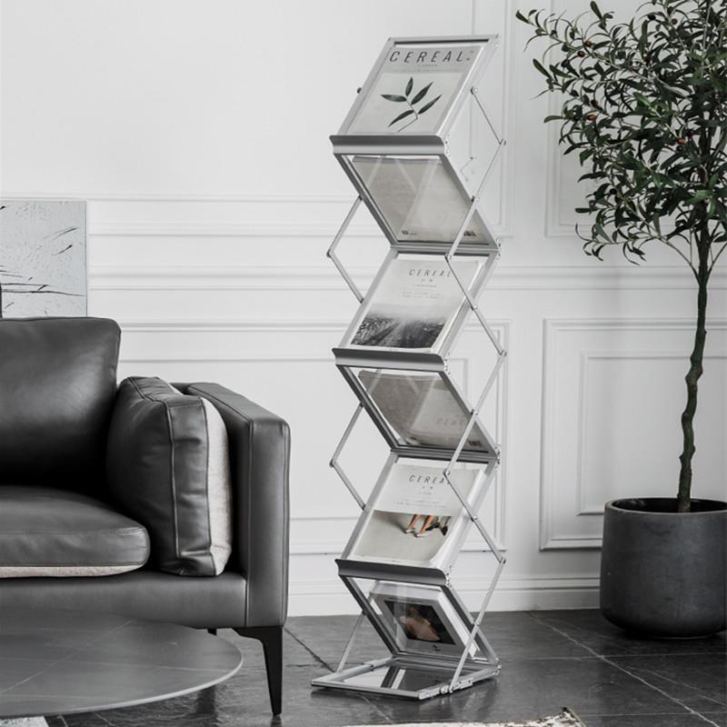 北欧艺术小书柜家用立式落地杂志架简约创意折叠书架收纳置物架子