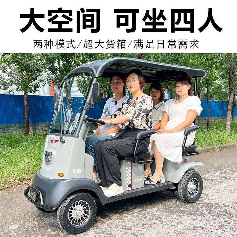 小巴士X3电动四轮车老人老年人成人接送孩子孩子带棚家用代步车