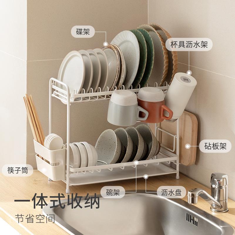 懒角落厨房置物架家用多功能沥水架台面放碗筷收纳盒碗碟收纳架子