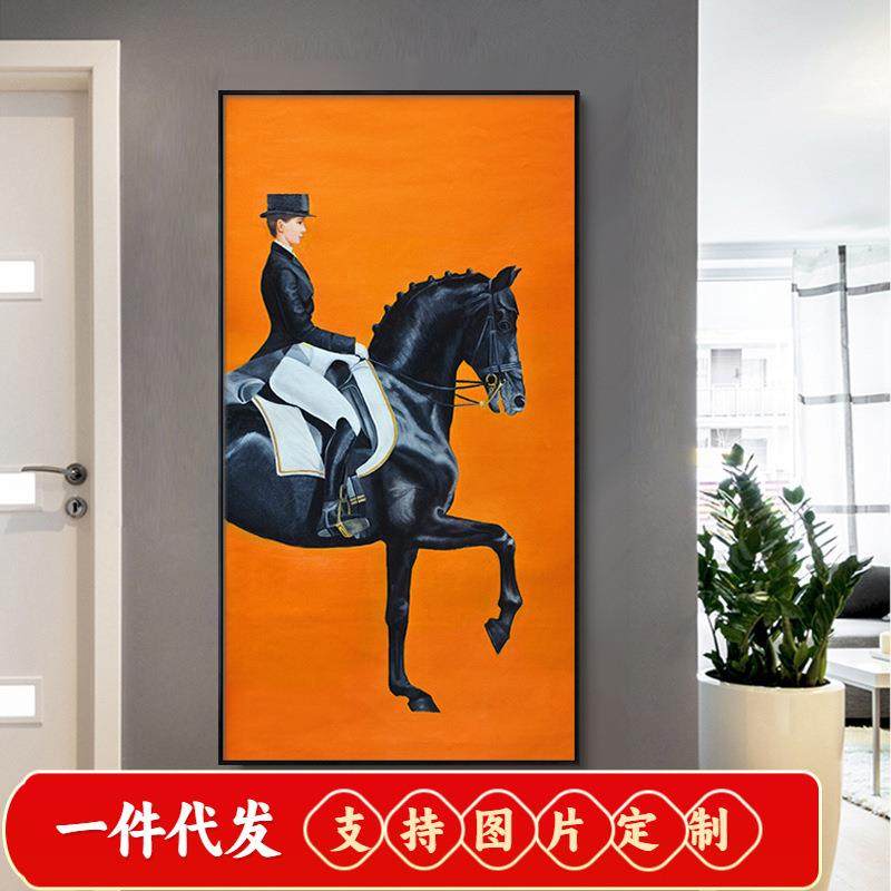 砖石画2020新款满钻女骑士玄关竖版钻石画客厅欧式人物钻石十字绣