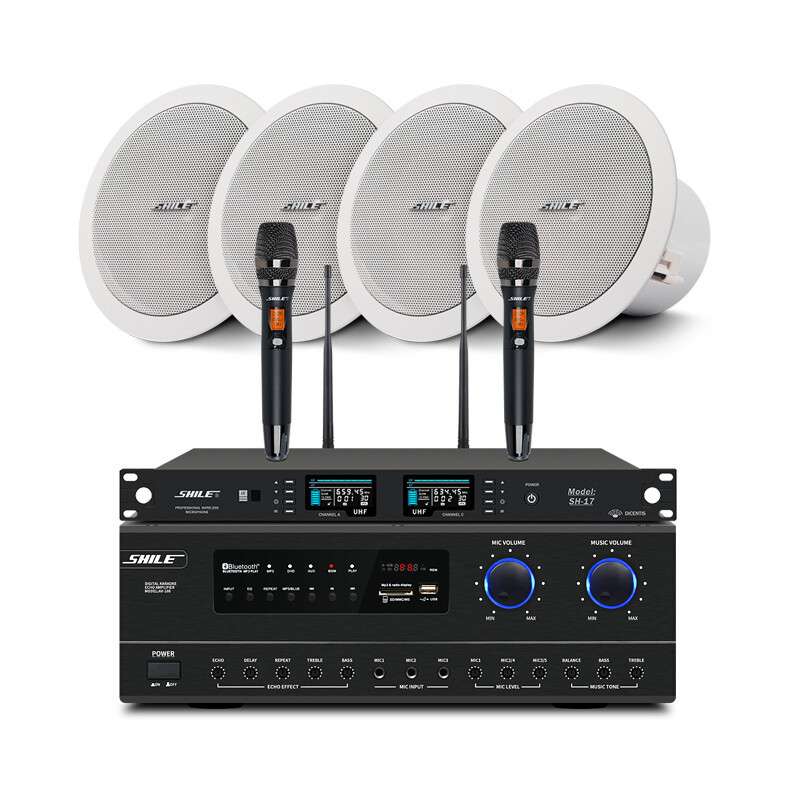 狮乐AV108+BX308一拖四8英寸会议定阻同轴吸顶音响喇叭功放